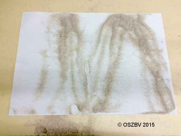 Schwingendes Pendel mit Sand, Foto von Berat